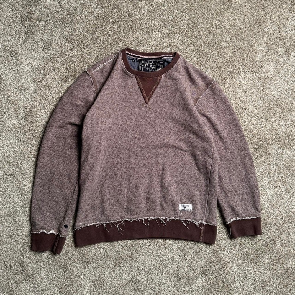 BROWN BUFFALO DAVID BITTON RAW HEM SWEATSHIRT
